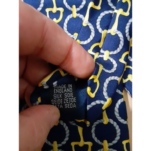 NWT Silk Tie Blue With Horse Bit Pattern Jonelle Made in Engalnd - Picture 3 of 6